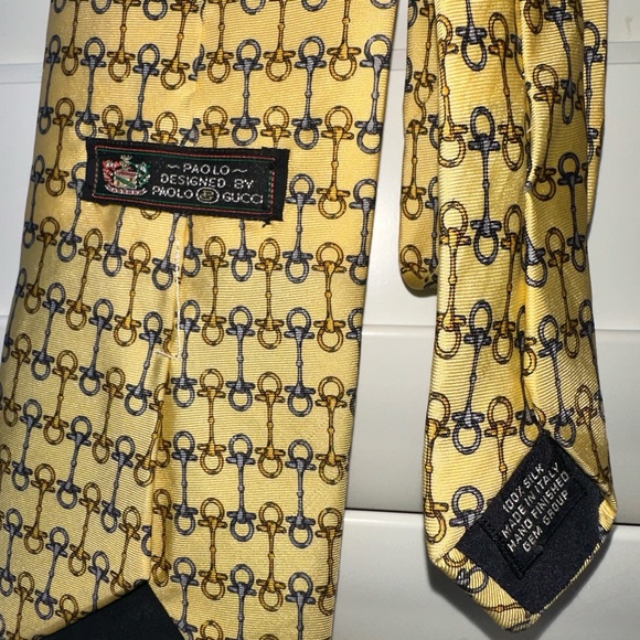 GUCCI - 💛Yellow Equestrian Tie! Derby - 🐎 Snaffle Bit Pattern - Picture 11 of 15